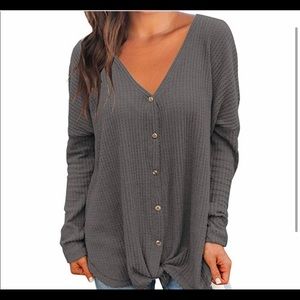 Brand new with tags. Grey button down/ tie top